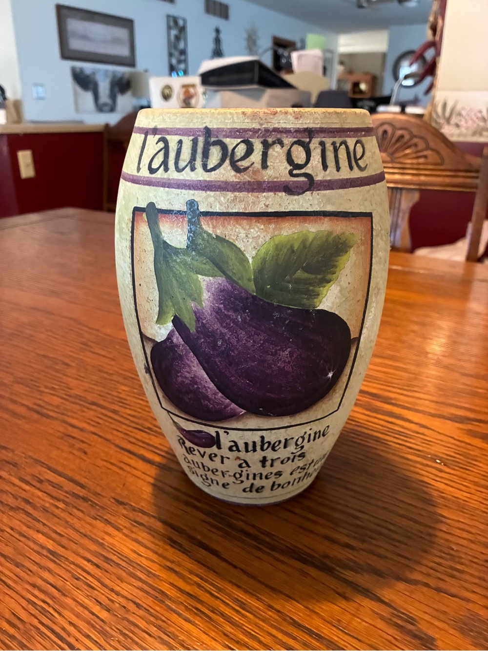 Hand-Painted Aubergine Decorative Vase - Purple